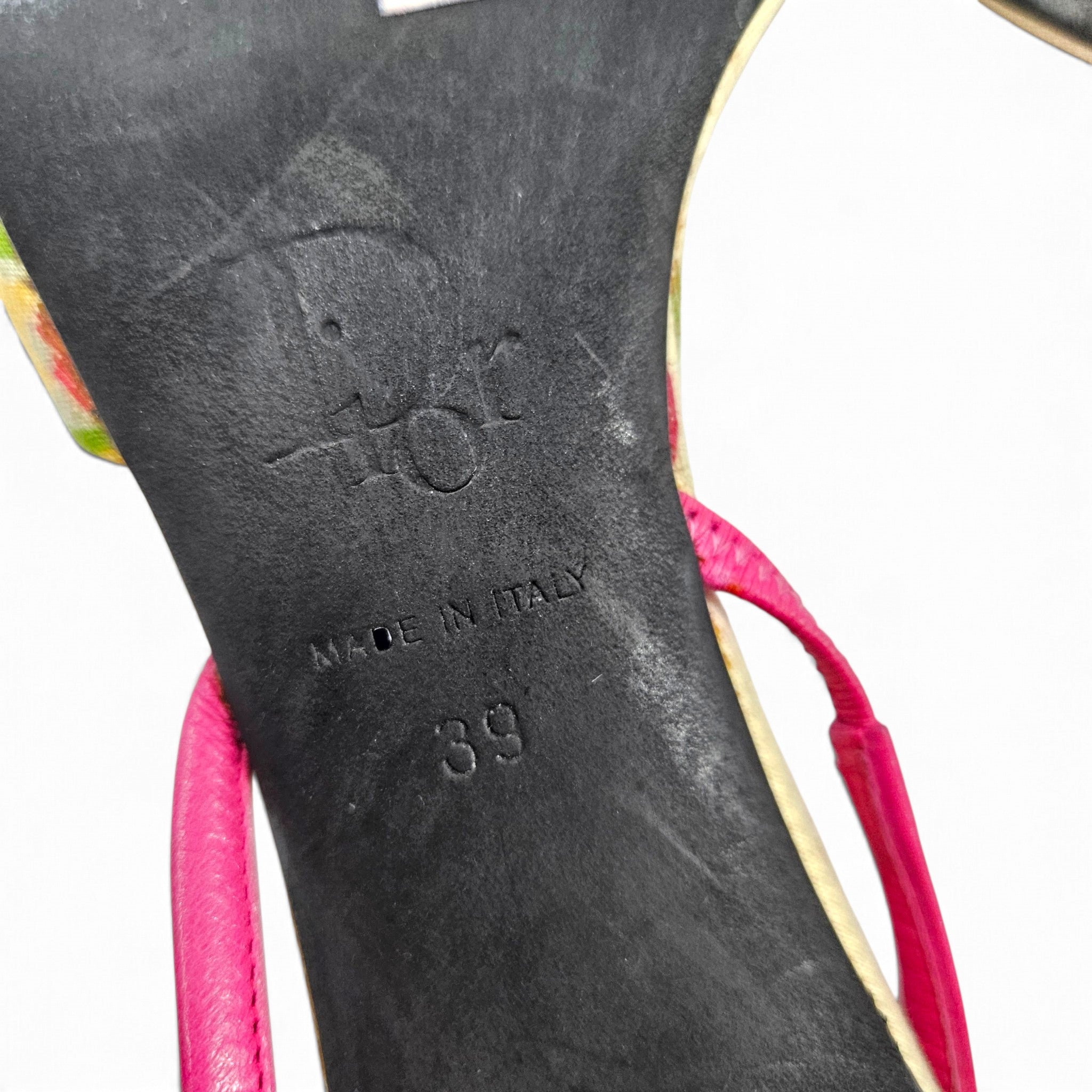 Vintage Dior Heels Galliano Era Paisley Print Slingback Sandals (9)