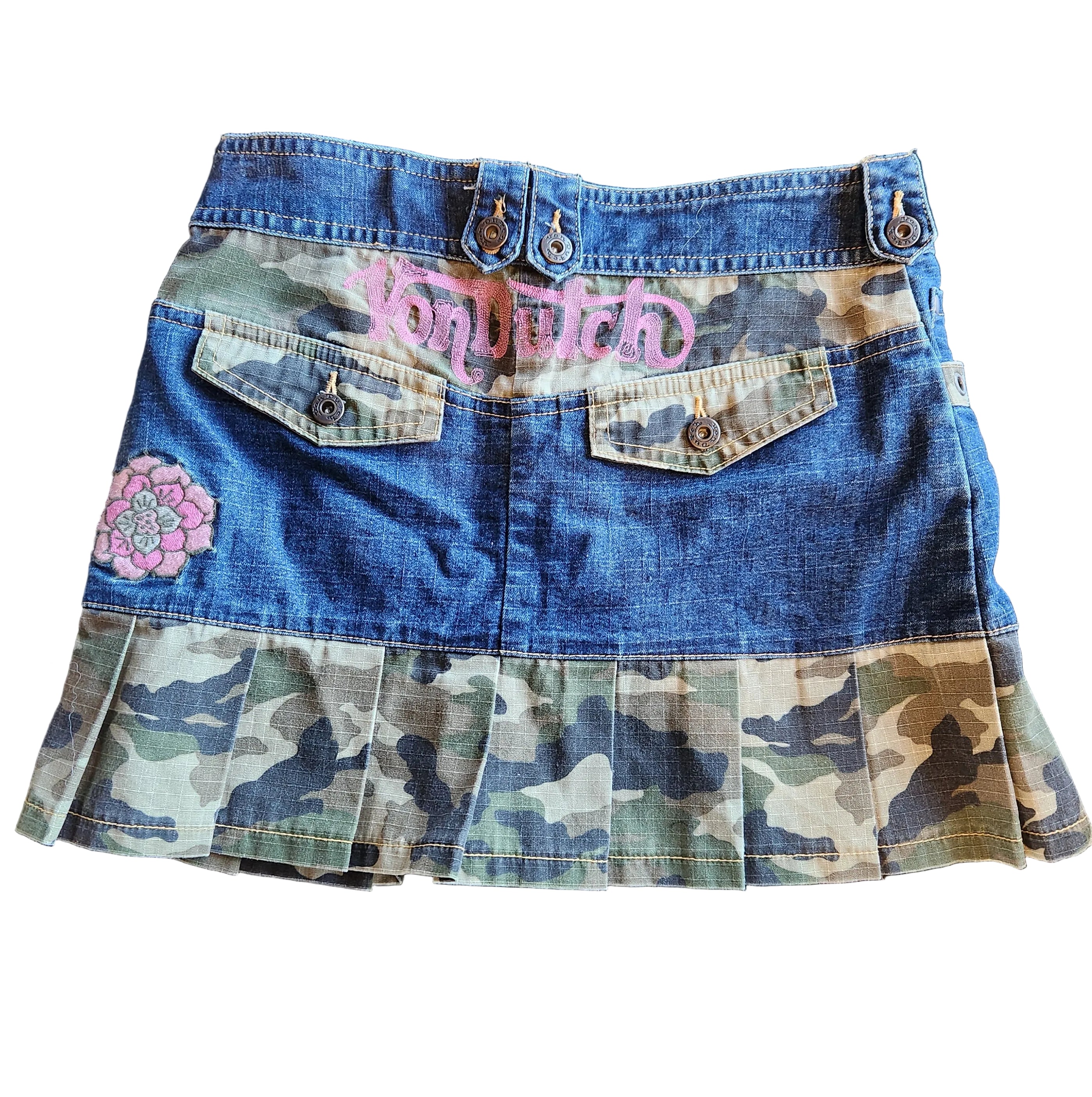 Von Dutch Denim Camo Skirt (XS/S)