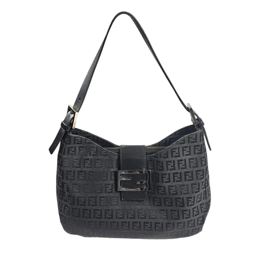 Vintage Fendi Hobo Bag Black Zucchino Canvas