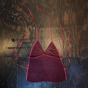 Burgundy Crochet Beaded Top (XS)