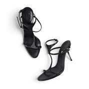 Vintage Gucci Heels Tom Ford Era Strappy Black Leather T-Strap Y2k (7)