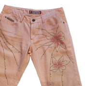 Nuo Pai Pink Rhinestone Capri Pants (M)