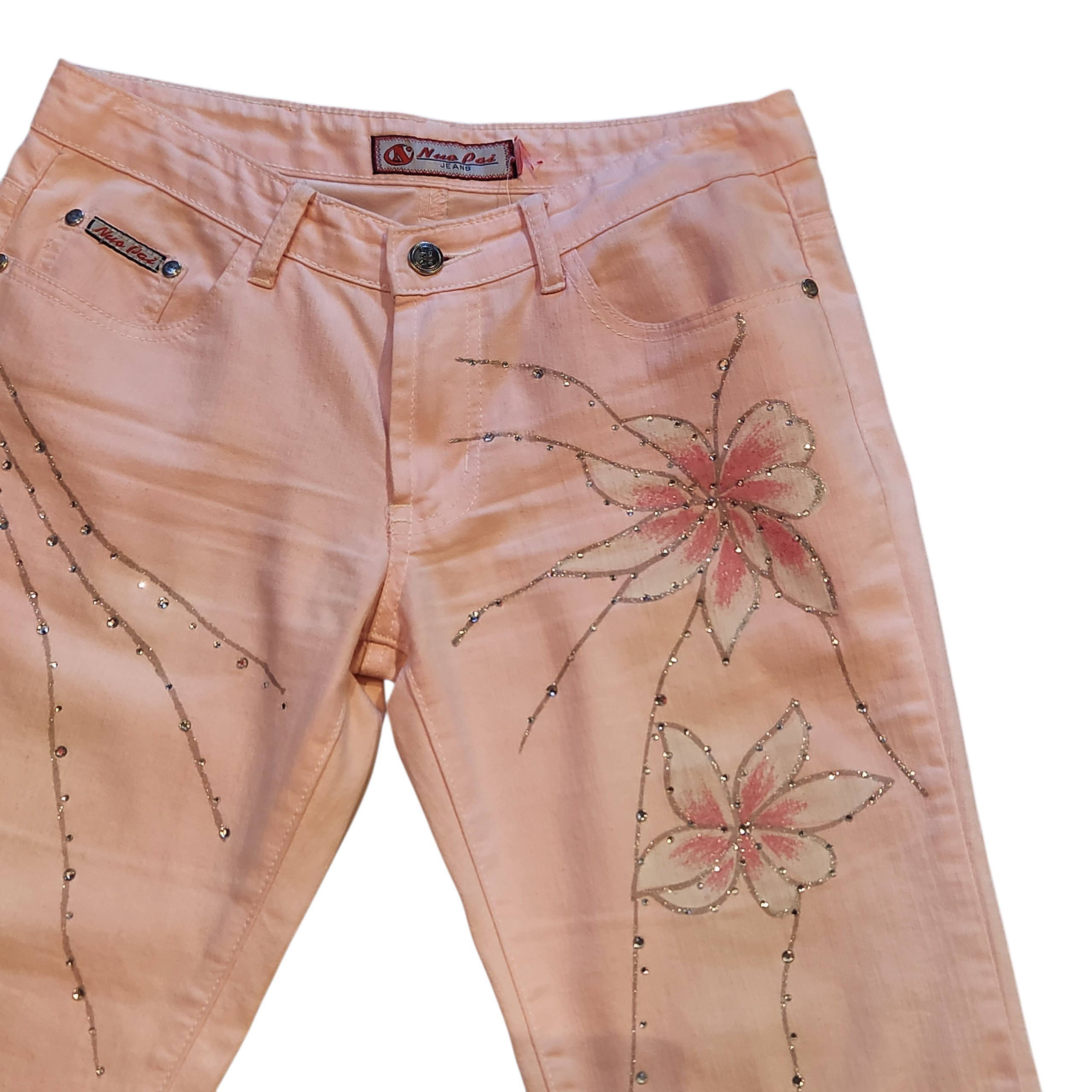Nuo Pai Pink Rhinestone Capri Pants (M)