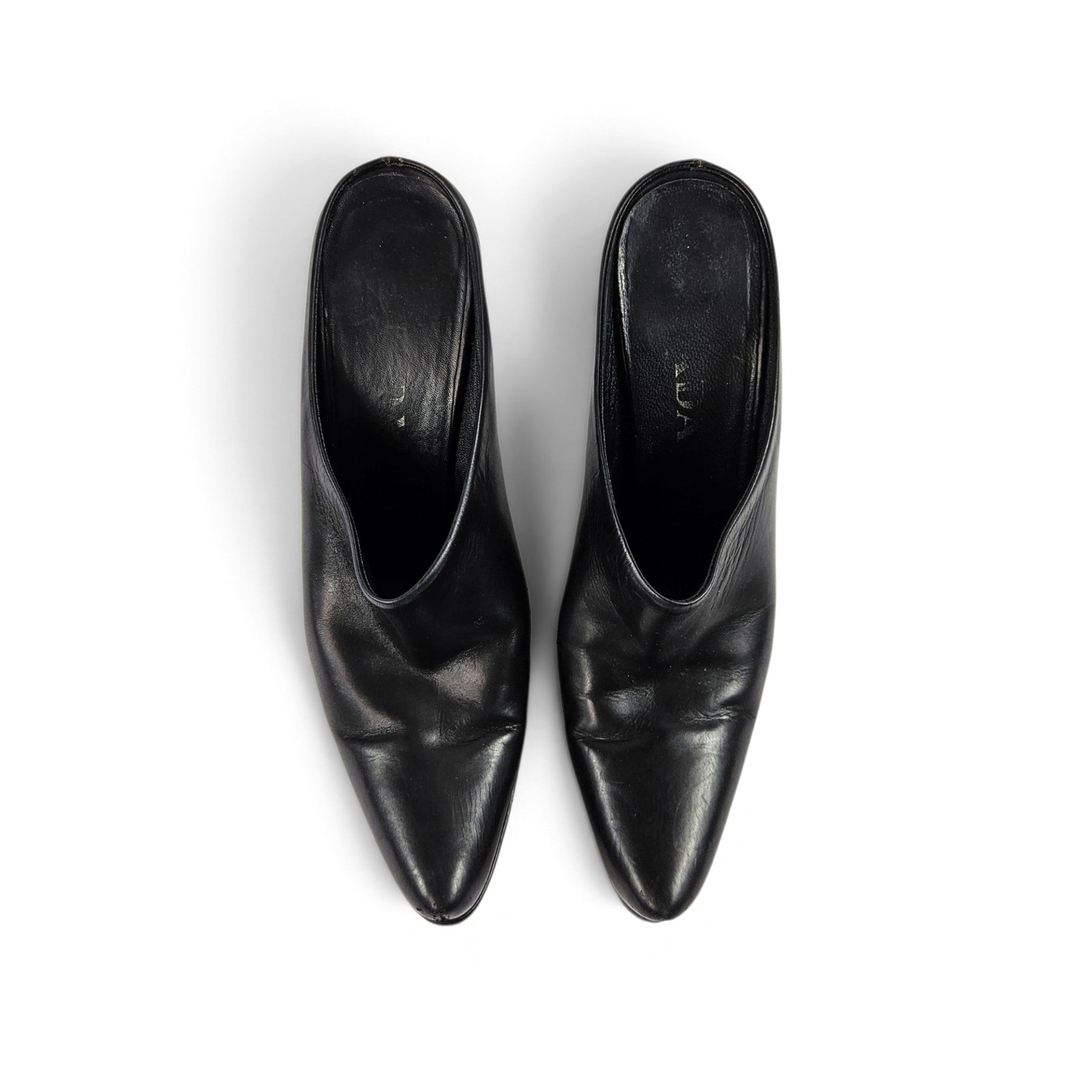 Vintage Prada Black Leather Heels - (7)