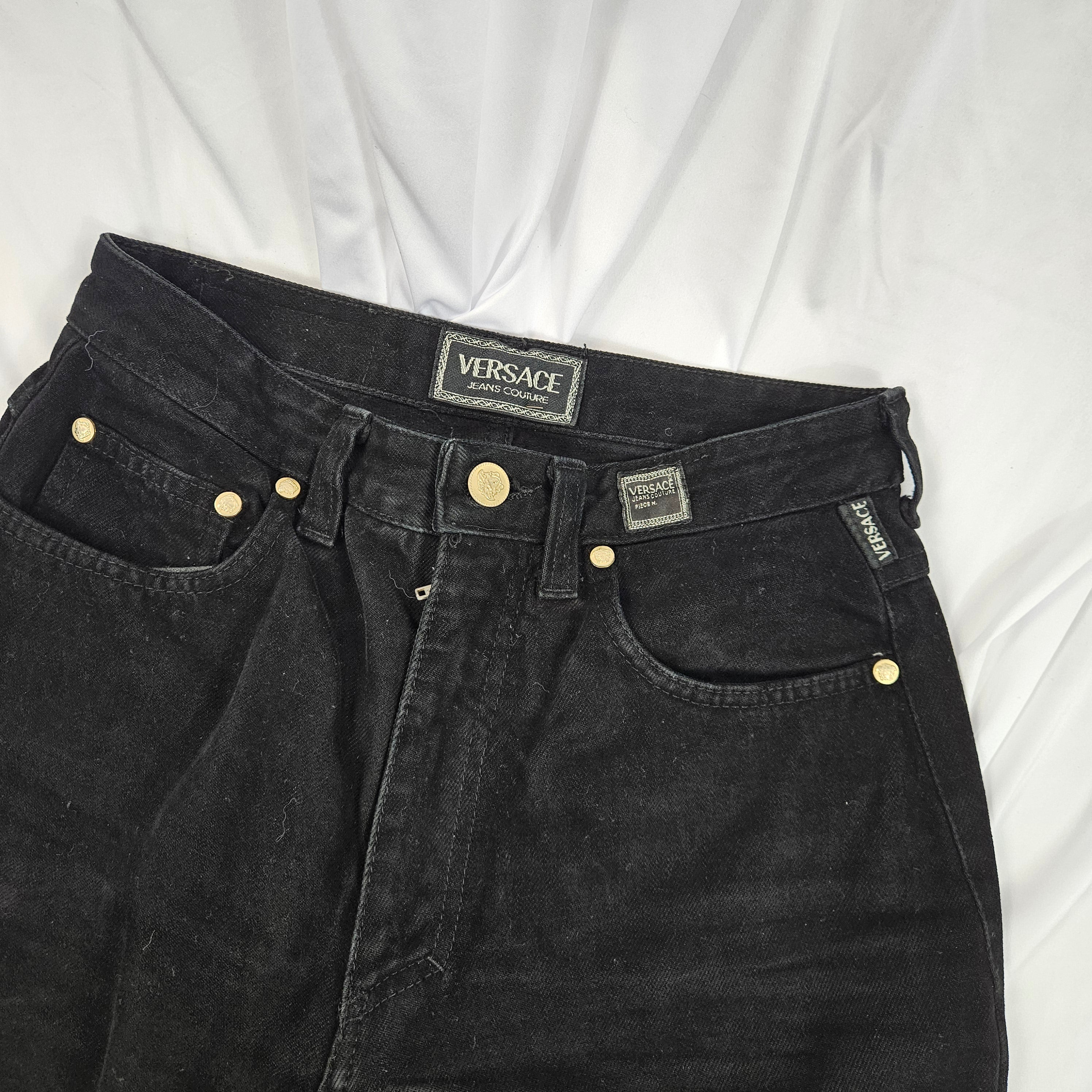 Vintage 90s Versace Jeans Couture Black Denim High Waisted Tapered Pants (s)