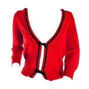 Dsquared2 Sweater Red Cropped Cardigan w/ Velvet Bow Detail (l)