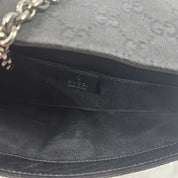 Vintage Gucci by Tom Ford Black GG Canvas Horsebit Chain Shoulder Bag Clutch Y2K