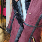Wine Fur Lined Jacket (L)