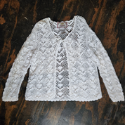 Vintage Embroidery White Cardigan (L)