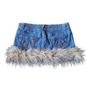 Platinum Fox Fur Studded Mini-Skirt (M)