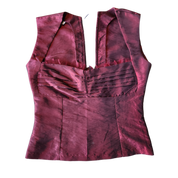 Lace-Up Maroon Ruffle Top (M)