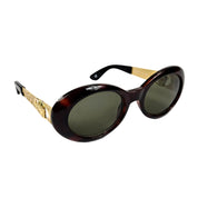 Vintage Gianni Versace Sunglasses Oval Tortoiseshell Gold Medusa