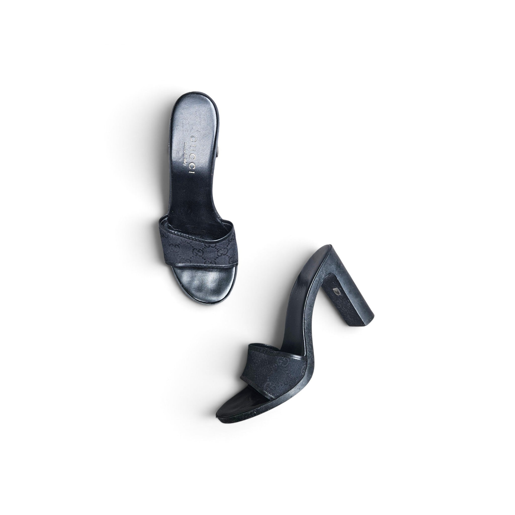 Vintage Gucci by Tom Ford Era Monogram Mule Heels (9.5)