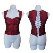 Lace-Up Maroon Ruffle Top (M)