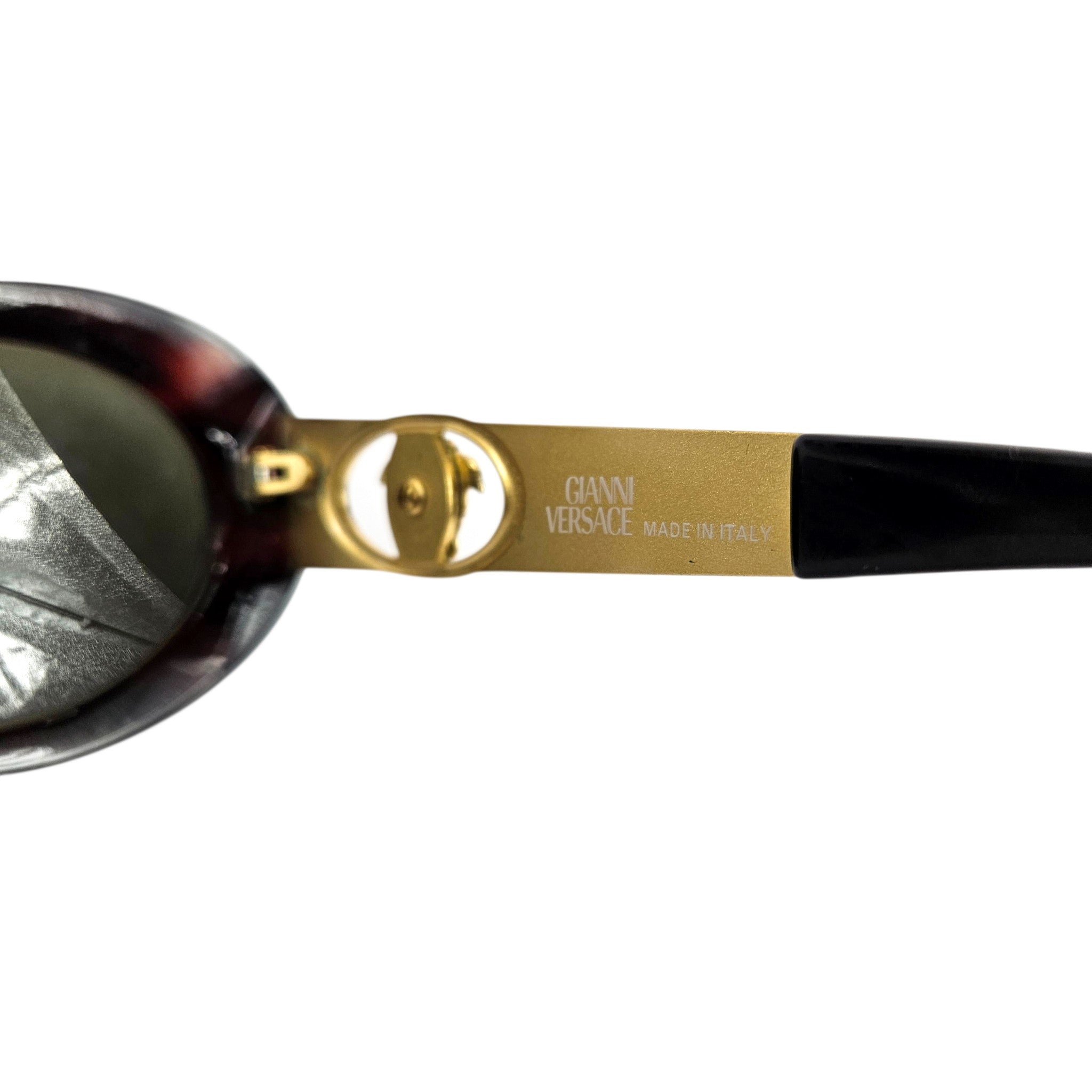 Vintage Gianni Versace Sunglasses Oval Tortoiseshell Gold Medusa