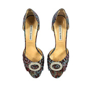 Y2k Manolo Blahnik Sedaraby Multicolor Paisley Jacquard d'Orsay Pumps (9.5)