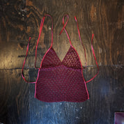 Burgundy Crochet Beaded Top (XS)