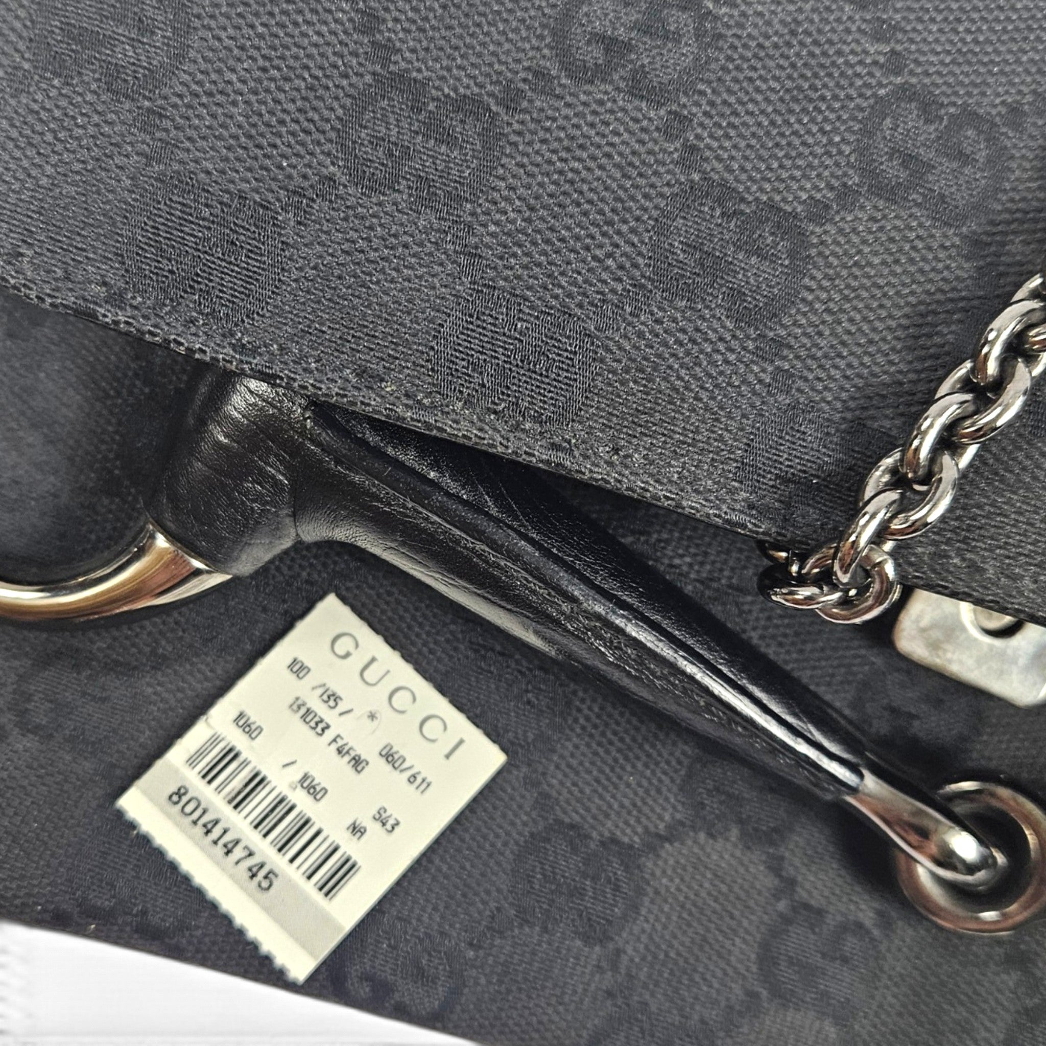 Vintage Gucci by Tom Ford Black GG Canvas Horsebit Chain Shoulder Bag Clutch Y2K