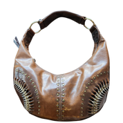 Studded Faux Leather Slouch Bag