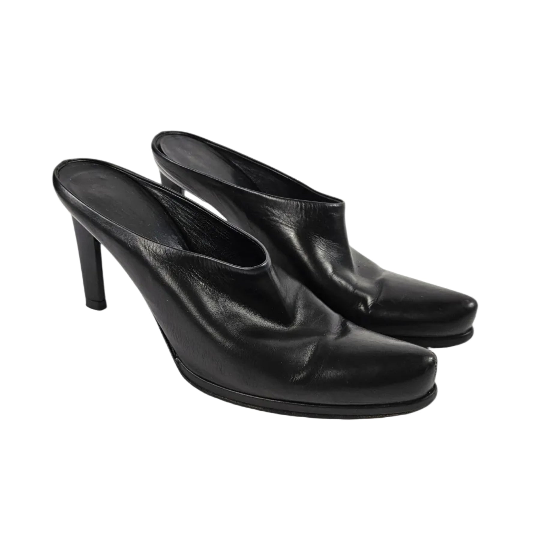 Vintage Prada Black Leather Heels - (7)