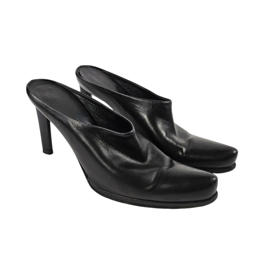 Vintage Prada Black Leather Heels - (7)