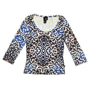 Y2k Just Cavalli Top Abstract Leopard Print 3/4 Sleeves (m)