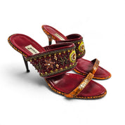 Vintage Manolo Blahnik Heels Beaded Snakeskin Sandal Mules (7)