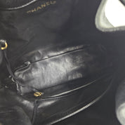 Vintage 90's Chanel Large Triple CC Bucket Bag Black Caviar Leather