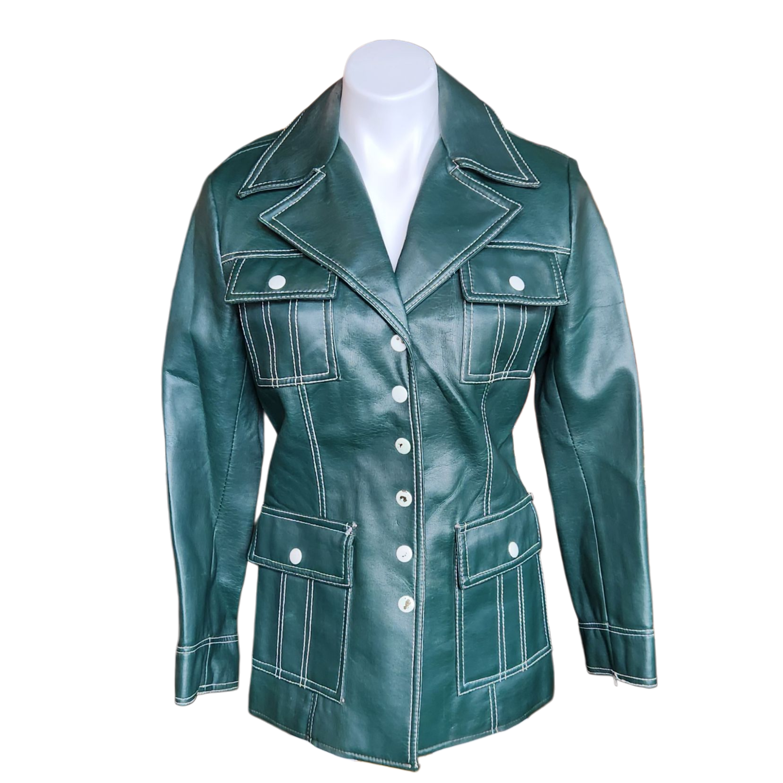 Forest Green Pleather Trench (M)