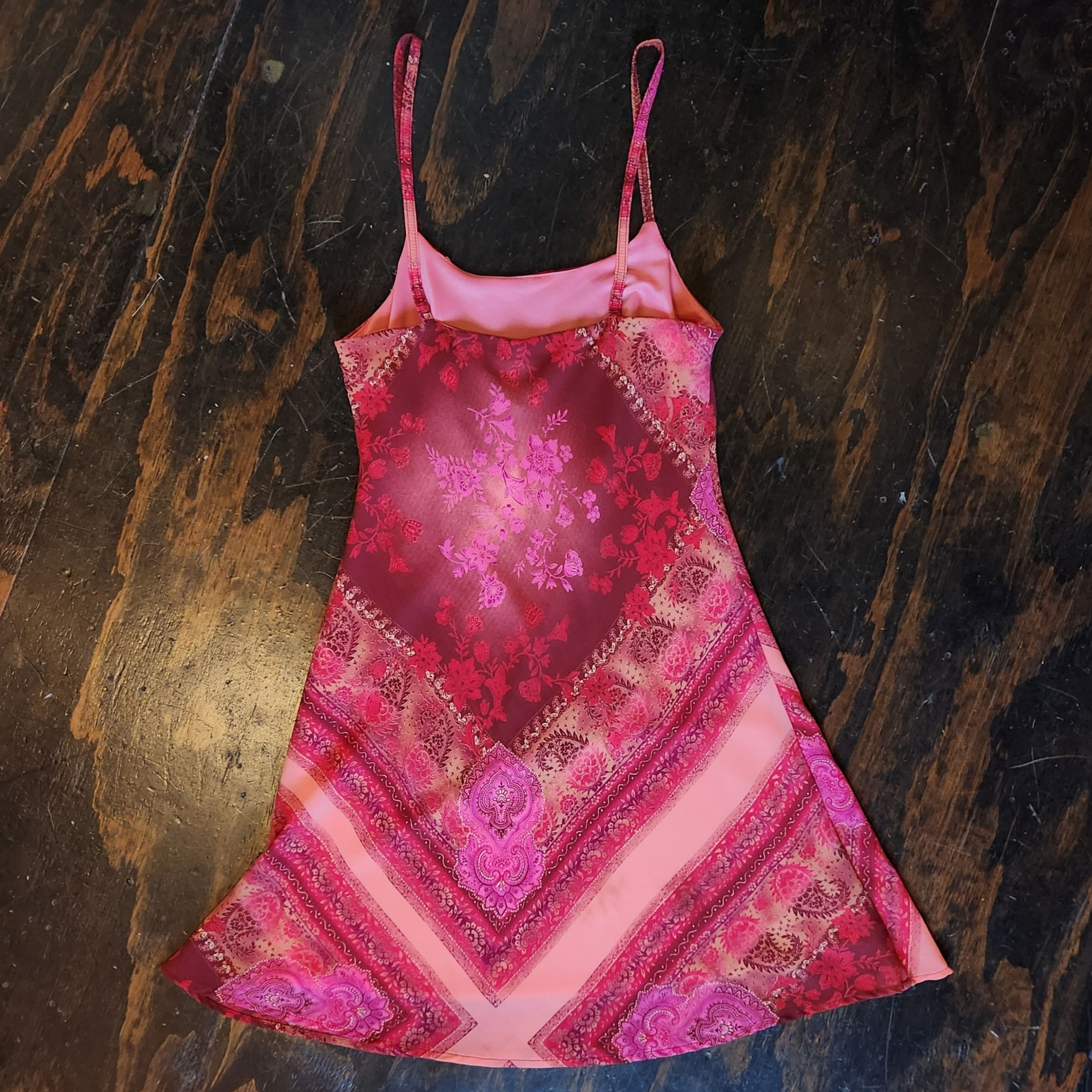 Pink Paisley Strappy Midi Dress(M)