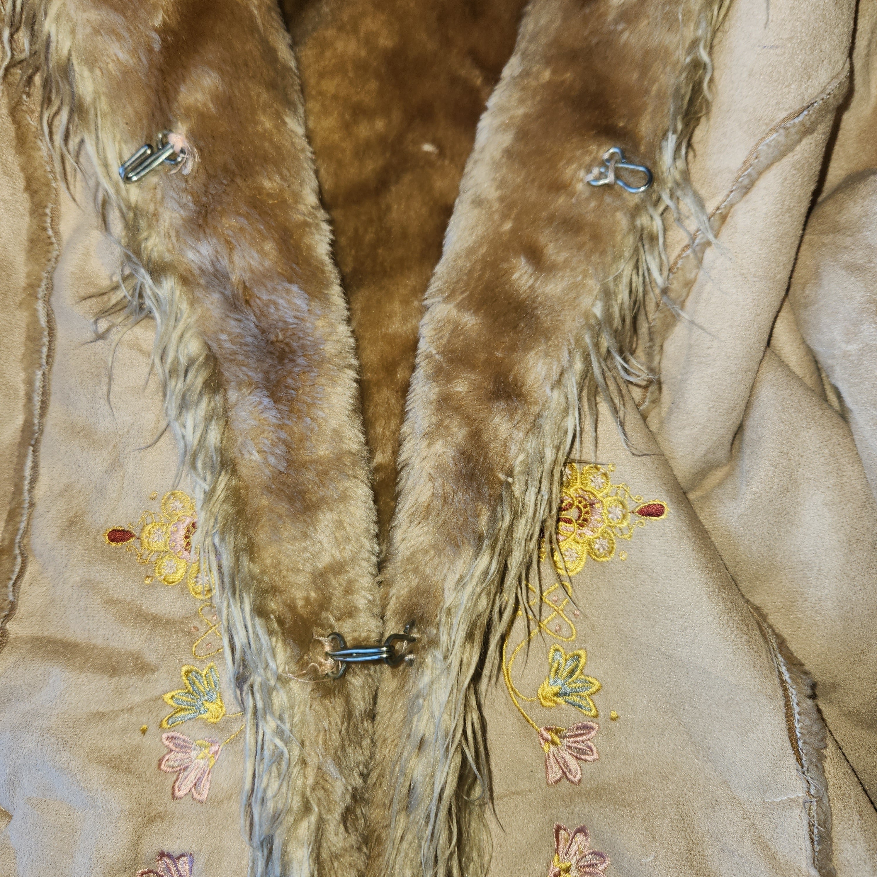 Tan Embroidered Penny Lane Coat (L/XL)