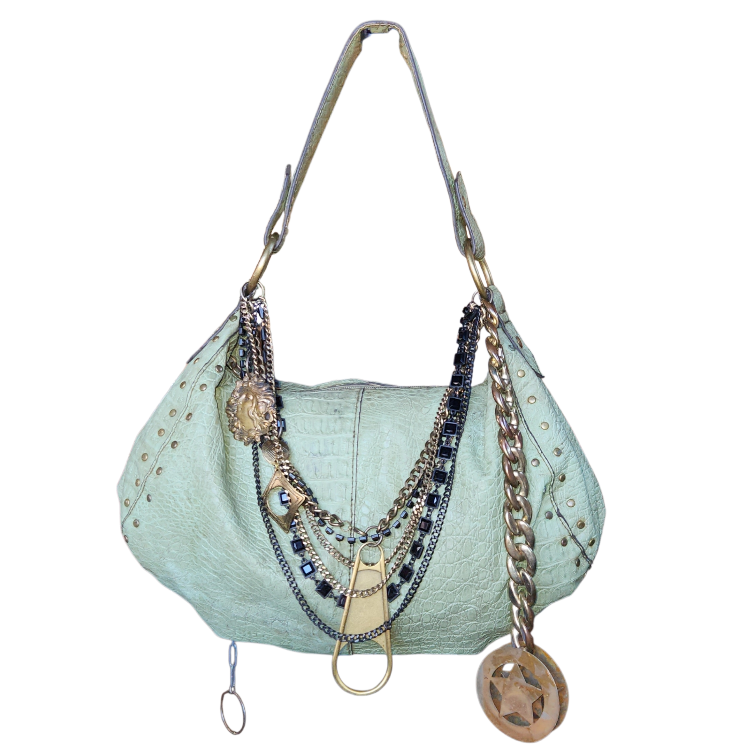 Sage Snakeskin Custom Chain Bag