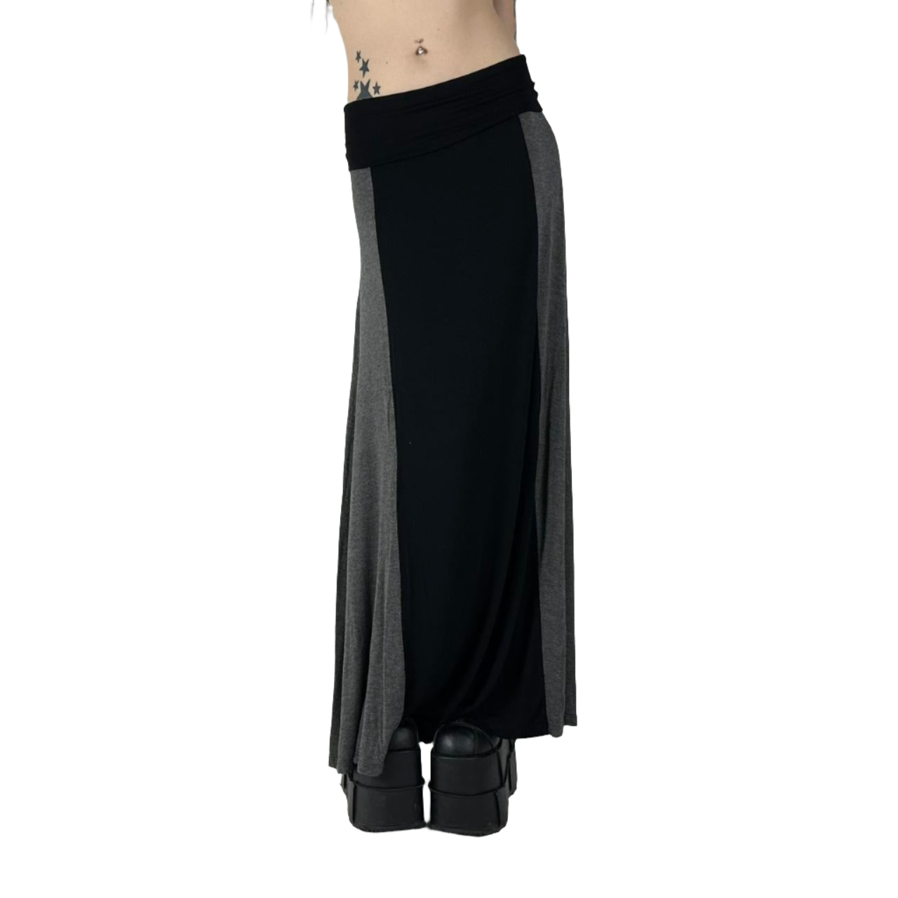 Y2K Black & Grey Maxi Skirt (L)