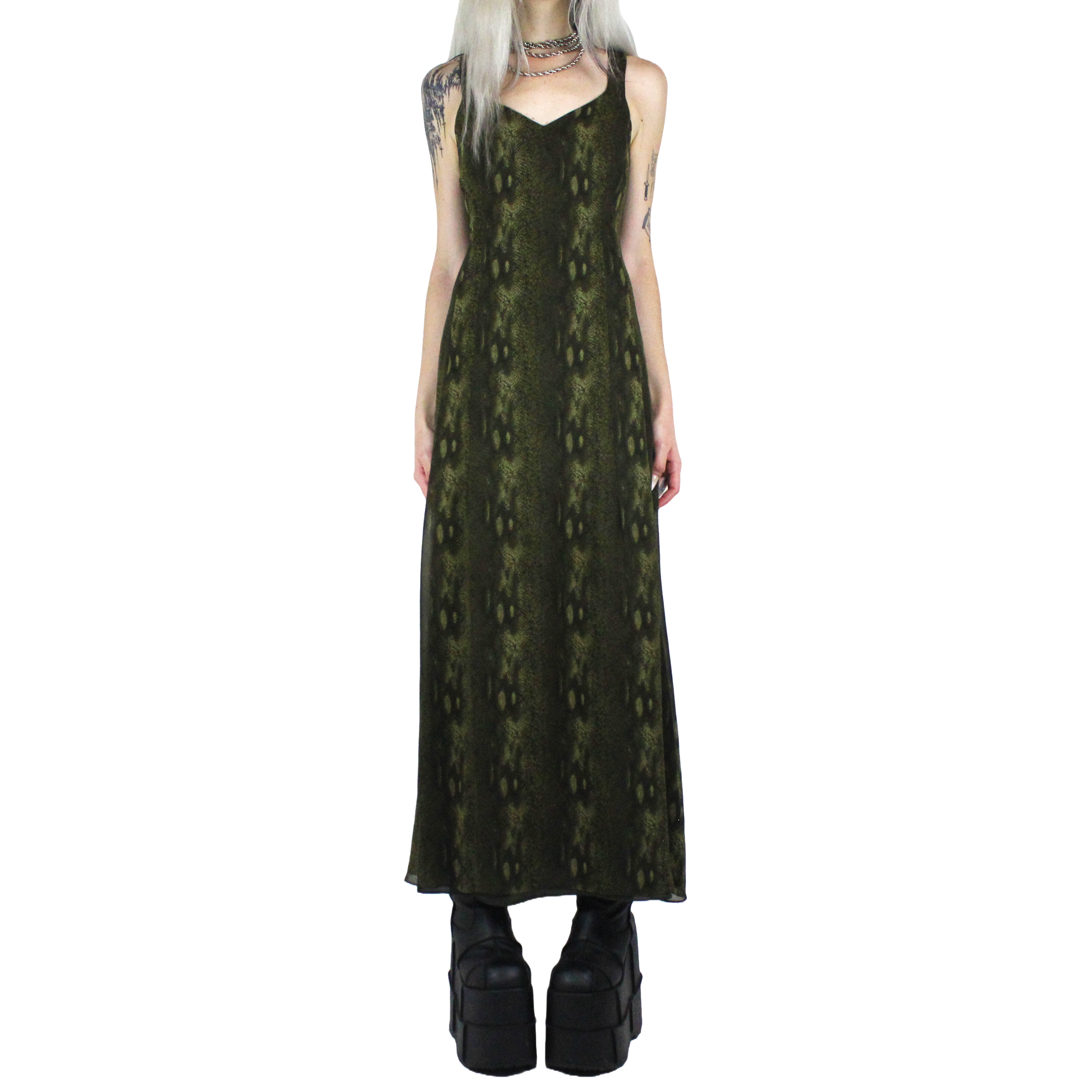 90s Silk Python Maxi Dress (S)