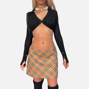 Vintage 90s Plaid Mini Skirt (XS/S)