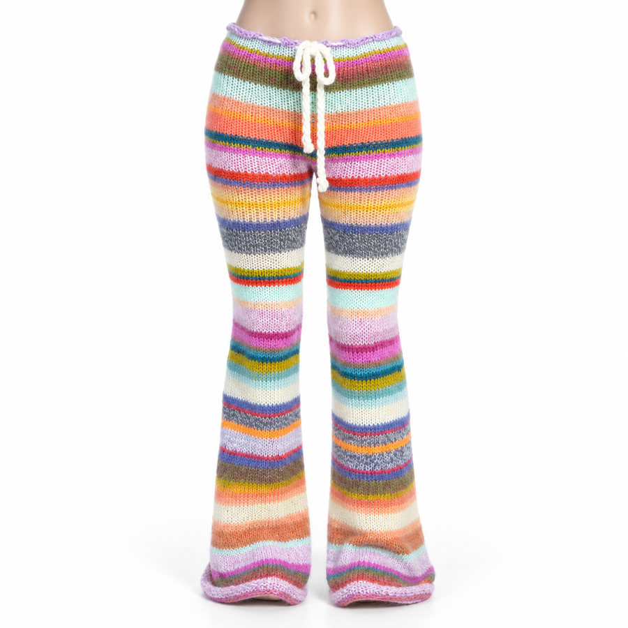 Colorful Striped Knit Flare Pants (XS-2XL)