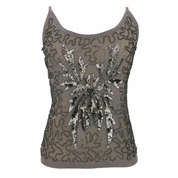 Vintage Silver Gray Knit Embellished Tank Top (S/M)