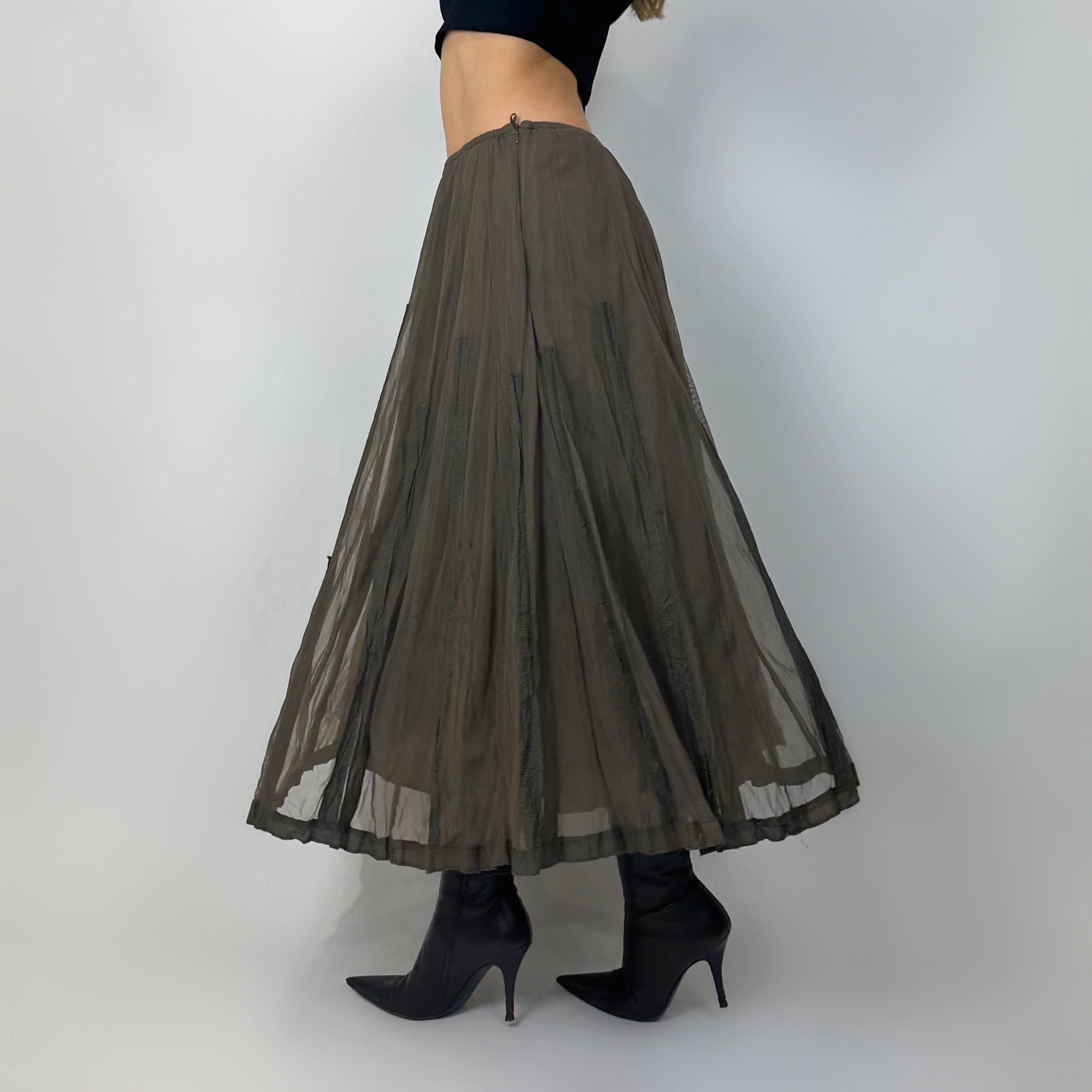 Vintage Mesh Woodland Maxi Skirt (xs/s)