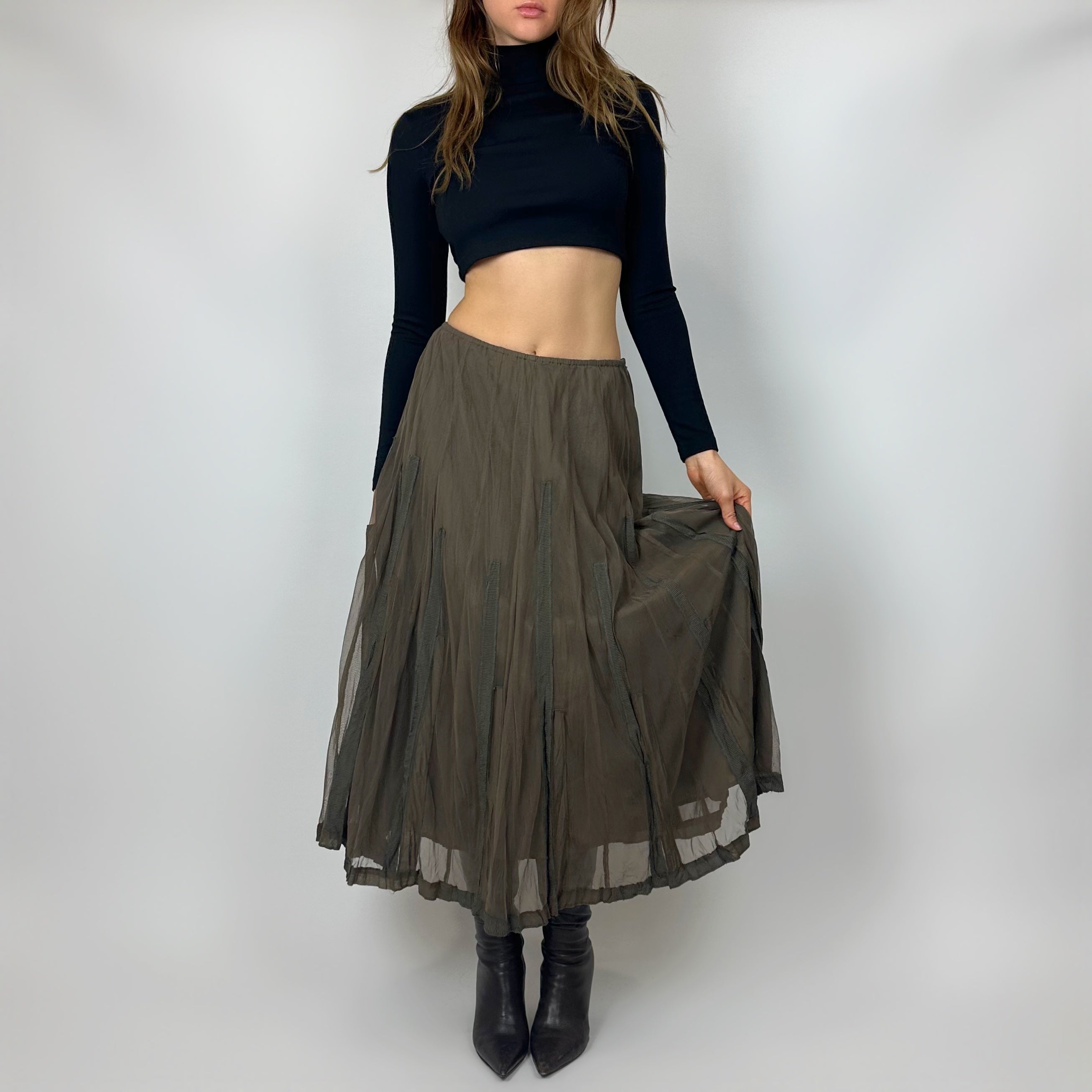 Vintage Mesh Woodland Maxi Skirt (xs/s)