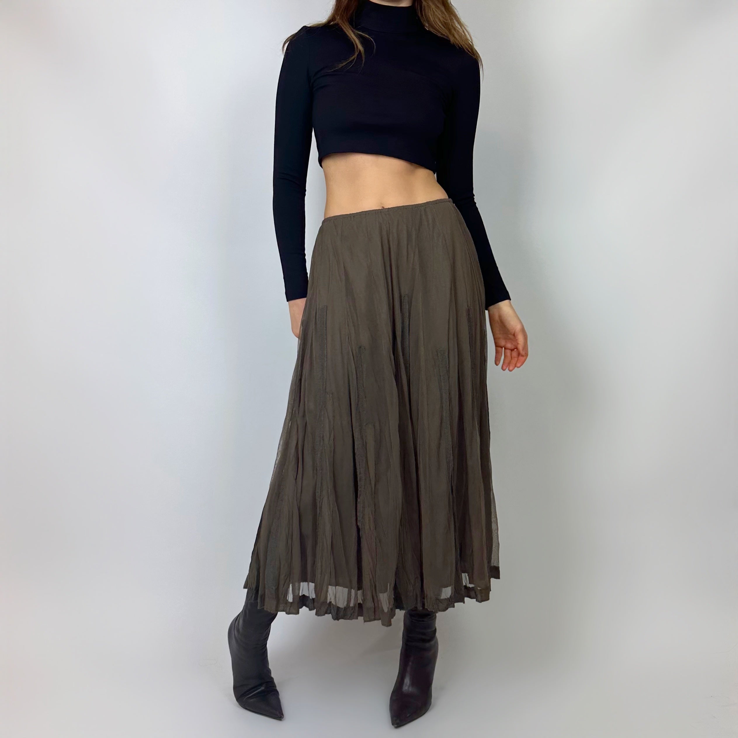 Vintage Mesh Woodland Maxi Skirt (xs/s)