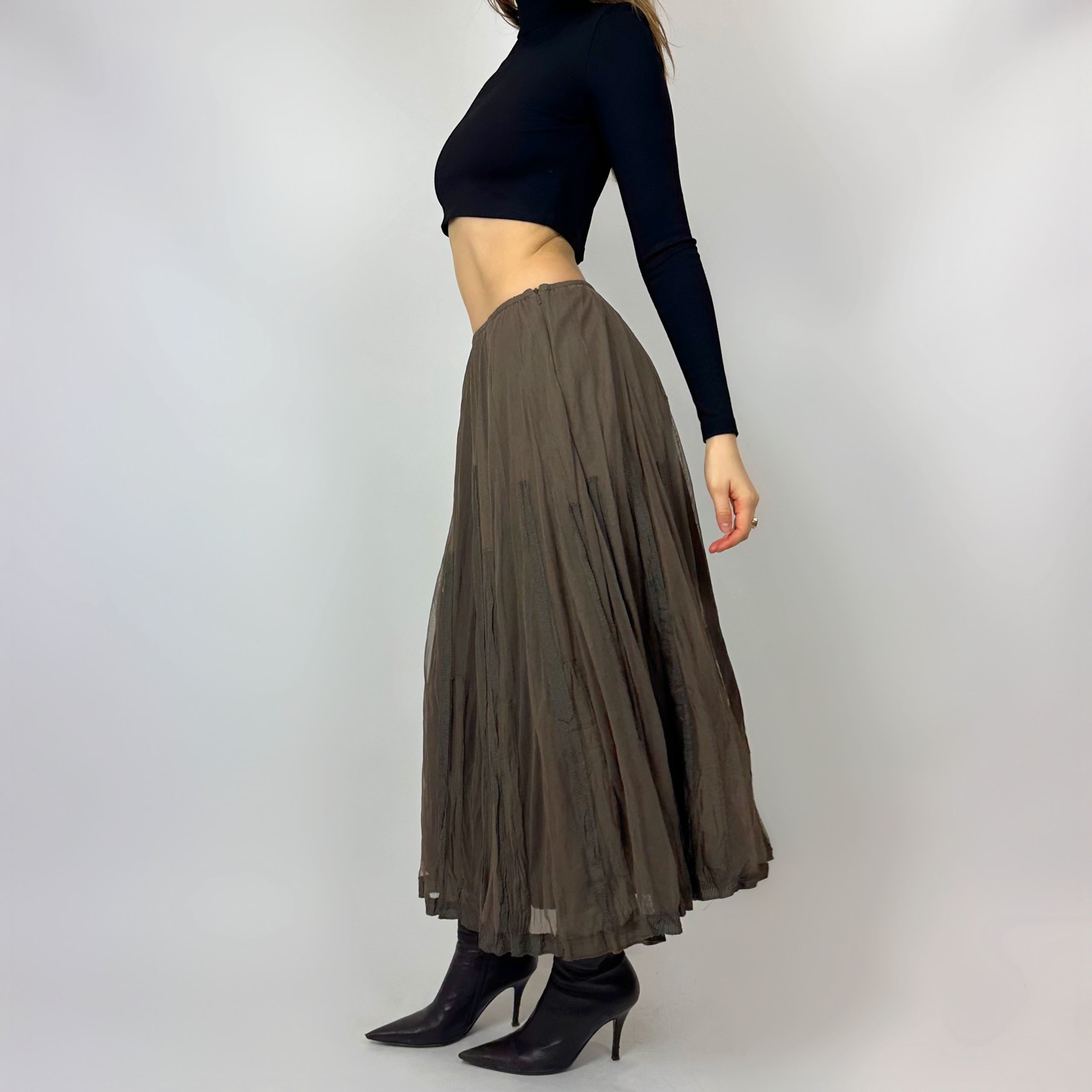 Vintage Mesh Woodland Maxi Skirt (xs/s)