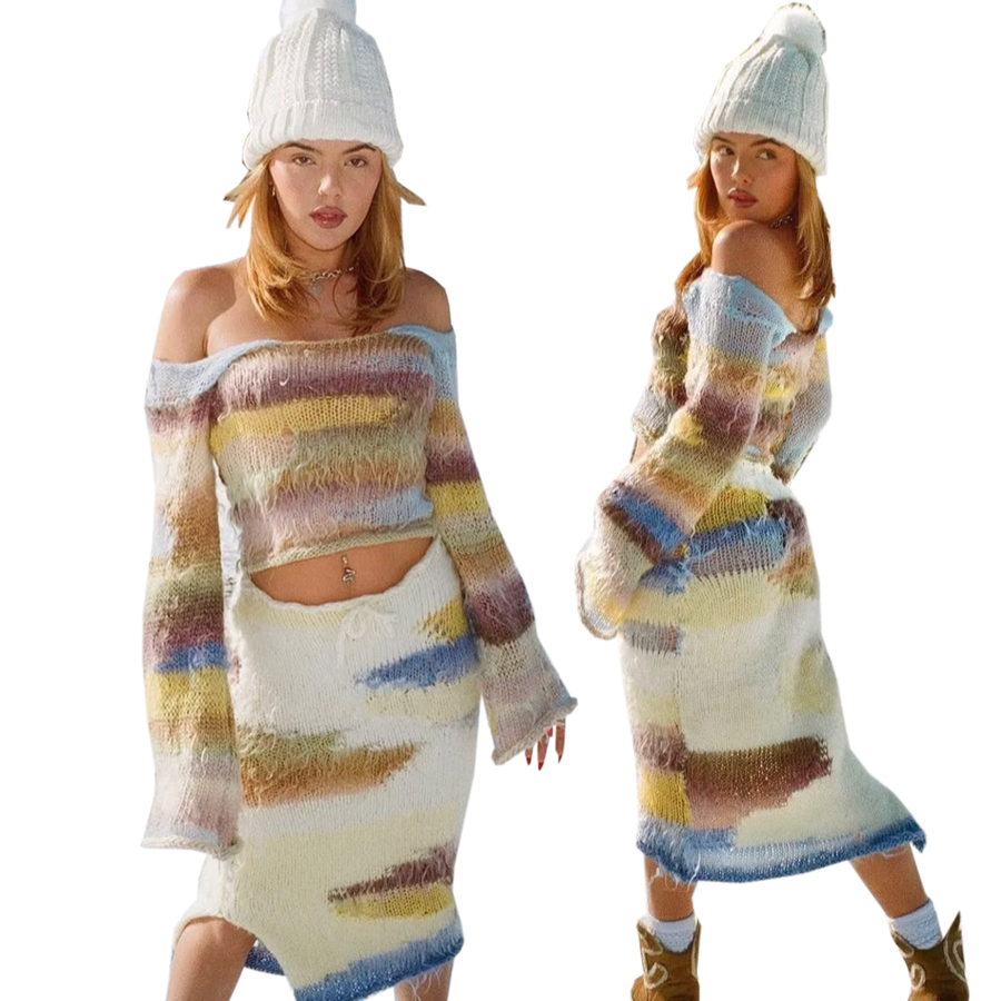 Fuzzy Mohair Set-Yellow(XS-2XL)