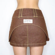 Vintage Y2K Brown Pinstripe Utility Skirt (Small)