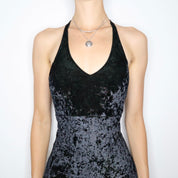 90s Black Velvet Jumpsuit (S)