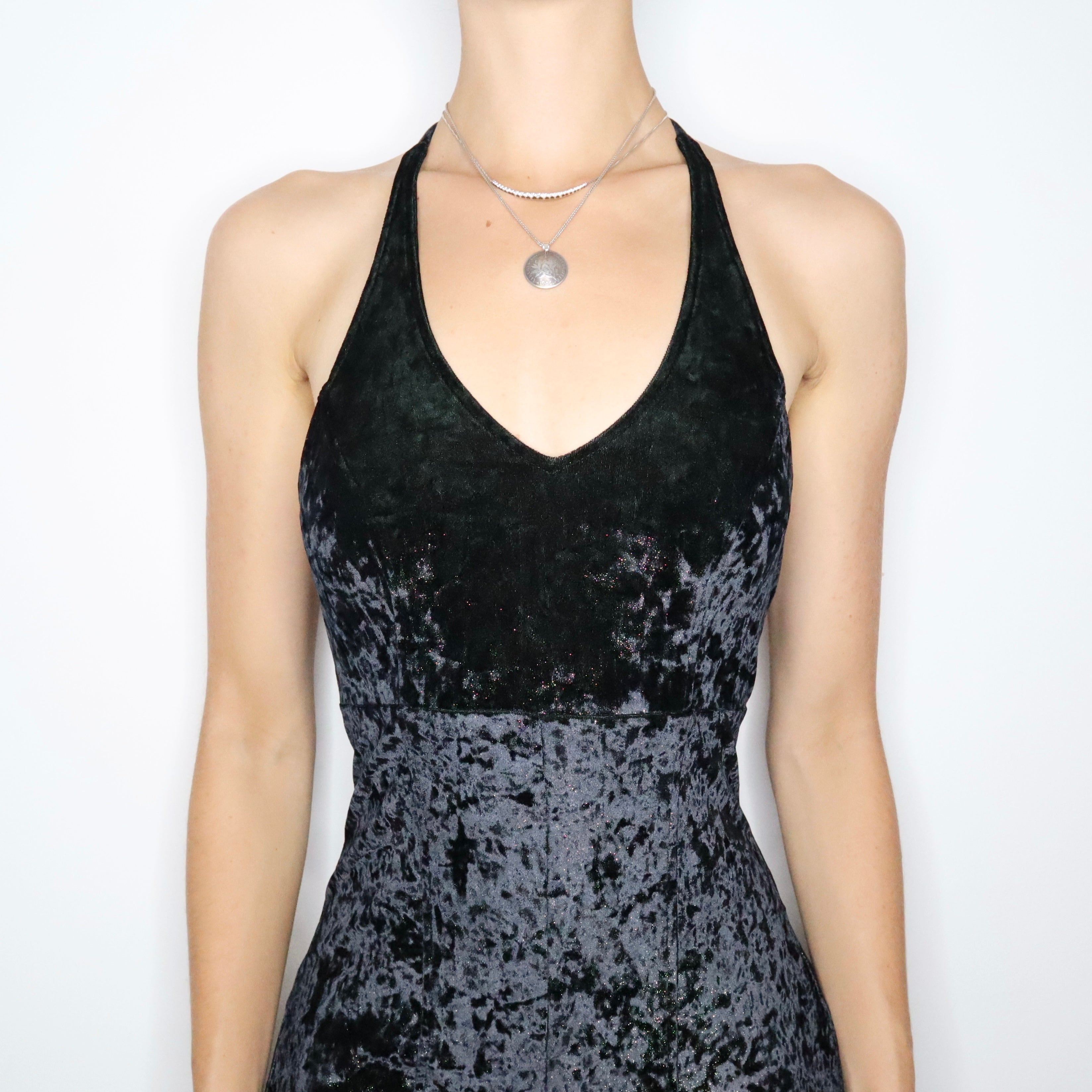 90s Black Velvet Jumpsuit (S)