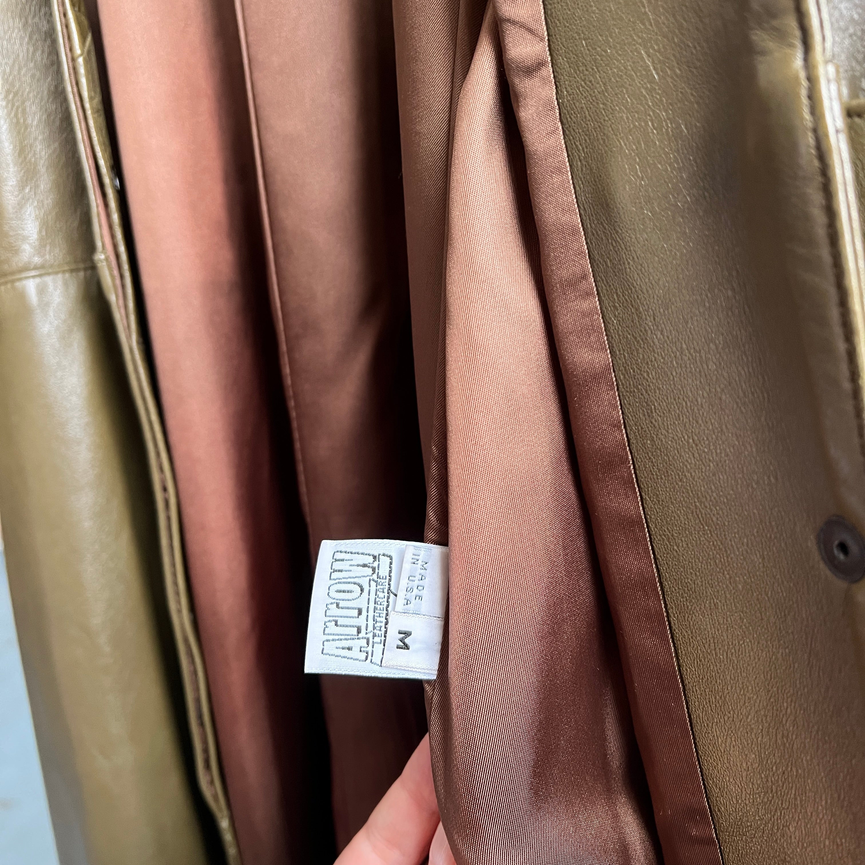 Vintage 90s olive leather maxi coat - XXL
