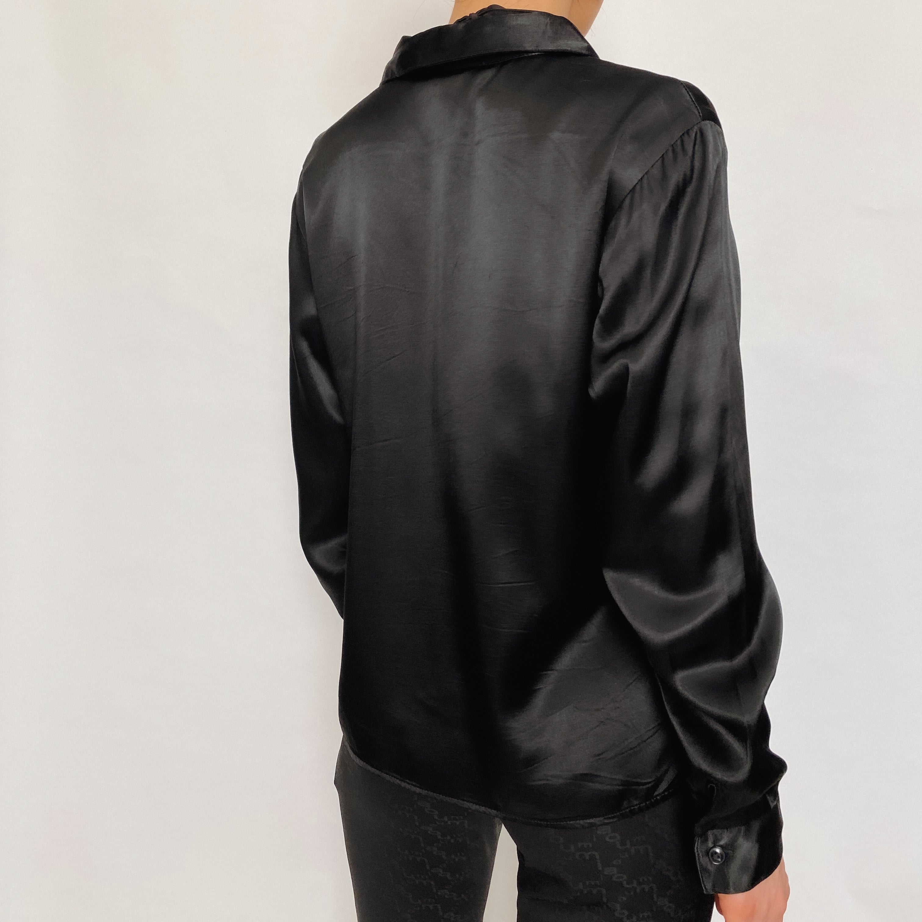 satin zip front blouse - large