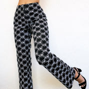 Black & White Embroidered Floral Pants
