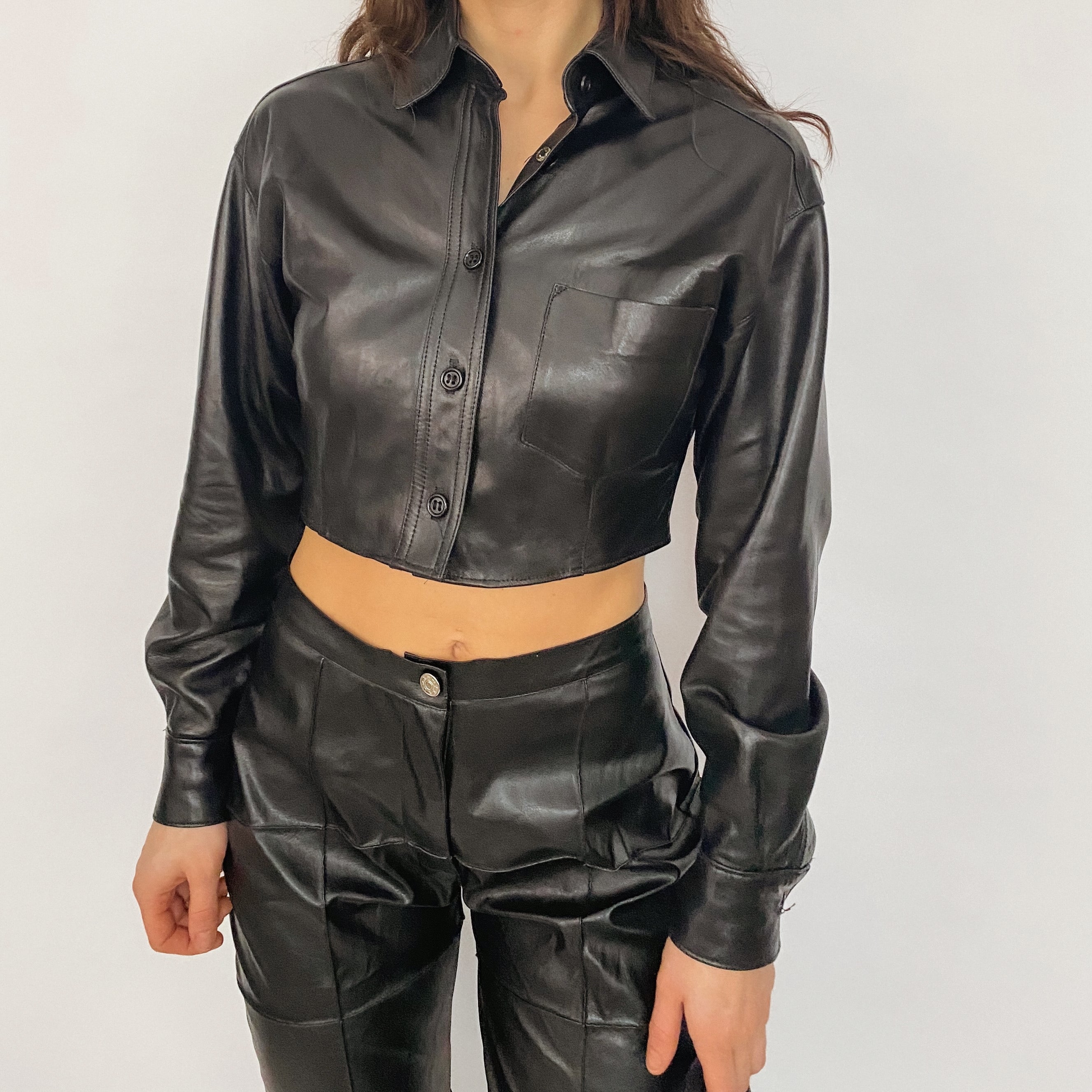 faux leather crop - size 4