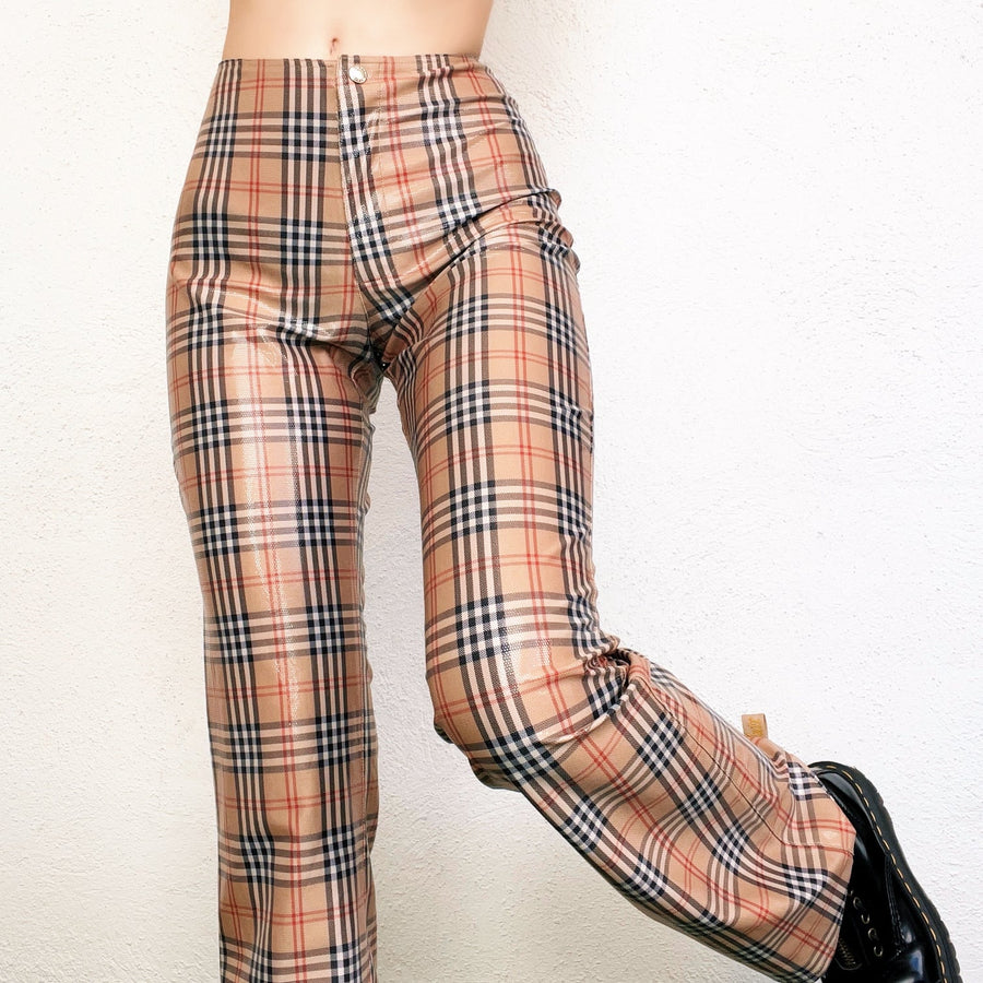 Vintage Shiny Plaid Pants